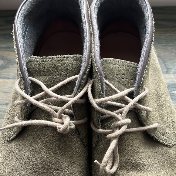Cole Haan Suede Chukka ankle boots wool lined. EUC. Size 10.5 Olive Green - Picture 11 of 14